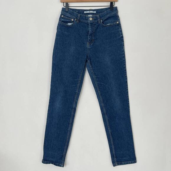 Vintage 90s Tommy Hilfiger Dark Wash High Rise Tapered Mom Jeans Women's Size 8 - Picture 1 of 8
